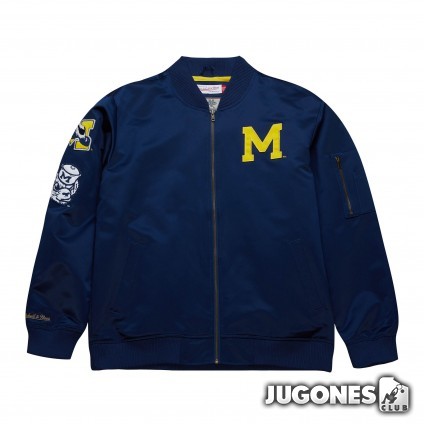 Lightweight Satin Bomber Vintage Logo University of Michigan