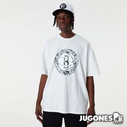 New Era Brooklyn Nets NBA Infill Logo Oversized T-Shirt White